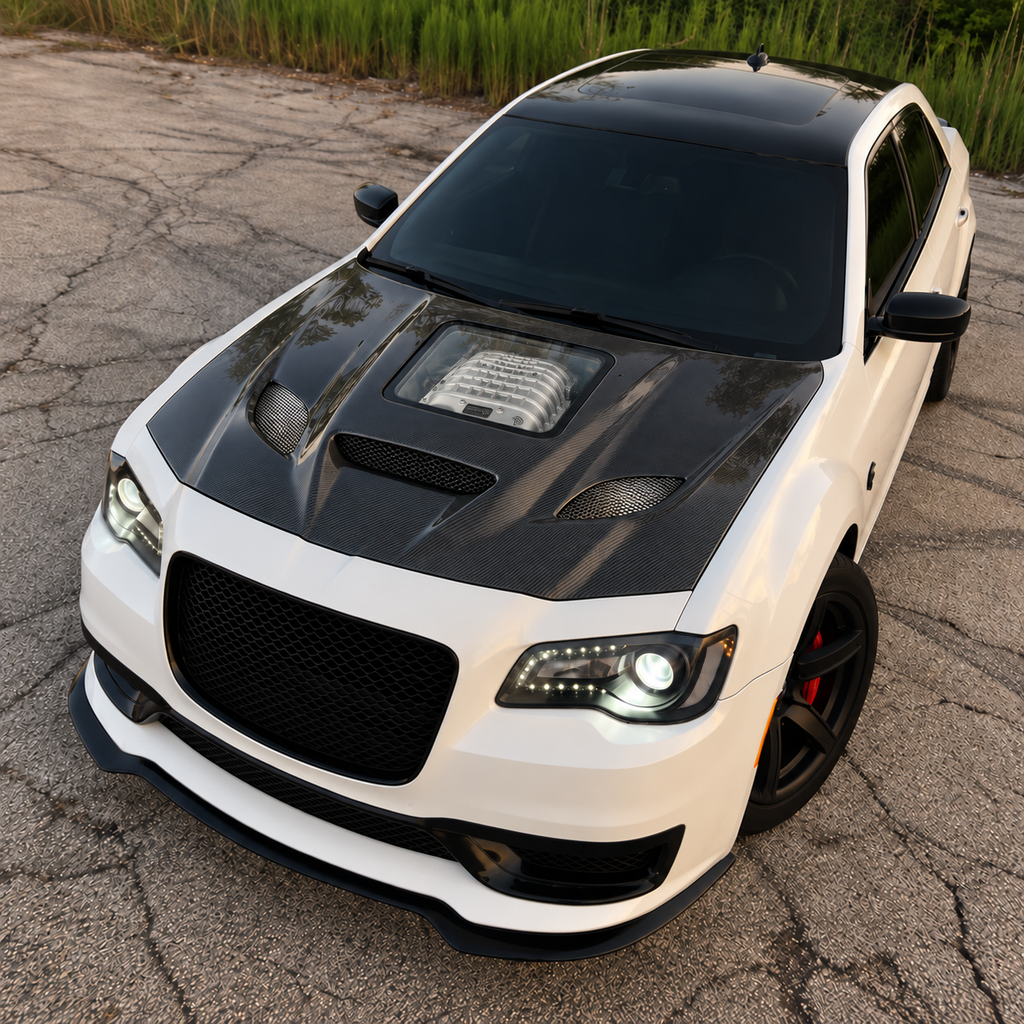 Chrysler 300 Hellcat-Style Carbon Fiber Hood w/ Glass Window 2011–2023